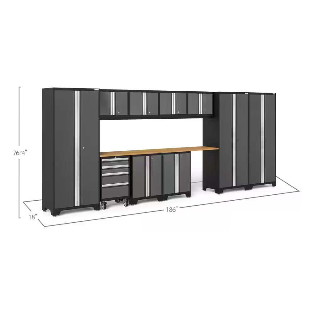 Bold Series 12-Piece 24-Gauge Steel Garage Storage System in Gray (186 In. W X 77 In. H X 18 In. D)