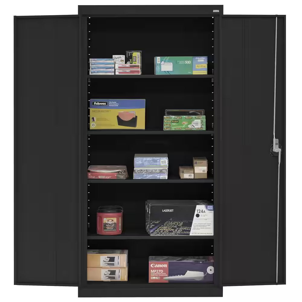 Elite Series 36 In. W X 72 In. H X 24 In. D 22-Gauge 5-Shelf Steel Freestanding Garage Storage Cabinet in Black