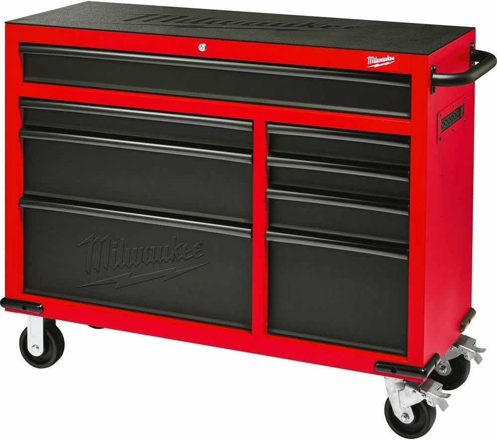 Heavy-Duty, Drawer 16 Tool Chest 46 In. and Rolling Cabinet Set, Red and Black, Personal Valuables Storage Drawer with Separate Lock in the Tool Chest
