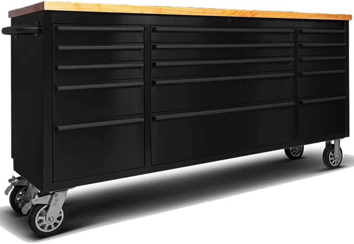 72 Inch Tool Chest with 15 Drawers for Garage, Workbench and Repair Store, Tool Cabinet -Black (72 Inch Tool Chest- Black)