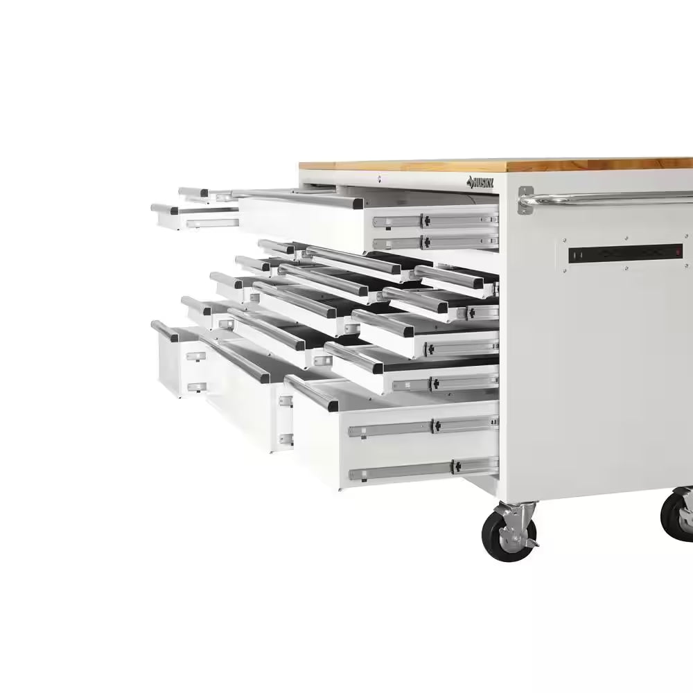 Tool Storage 72 In. W Standard Duty Gloss White Mobile Workbench Tool Chest