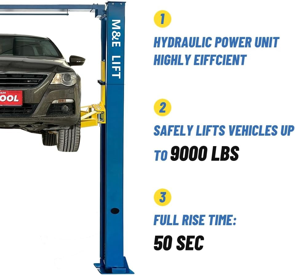ME 9000Lbs 2 Post Lift Clearfloor Lifts Max. Lifting Height 74.8" 2 Post Car Lift Auto Lift Car Hoist for Home Shop Garage (ME-M90-220V)