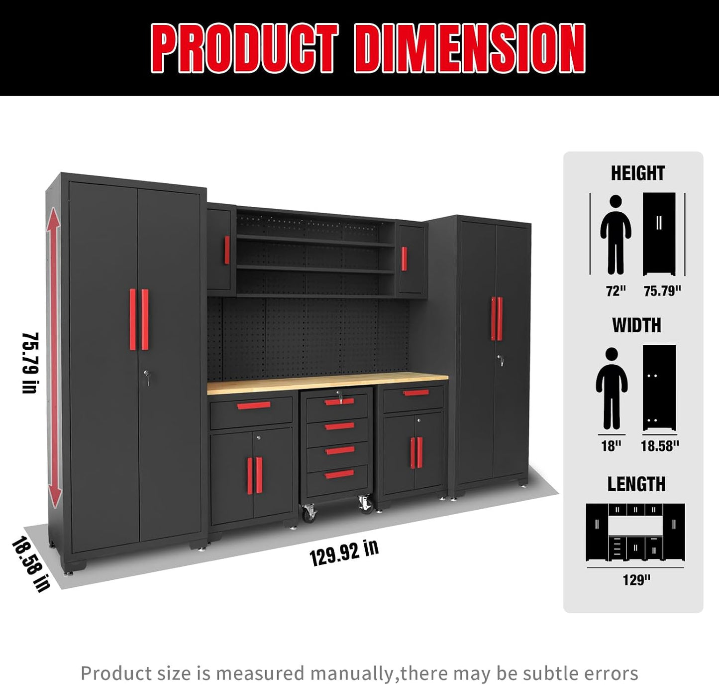 Garage Storage Cabinets System, 8-Pcs Workshop Cabinet Set in Black