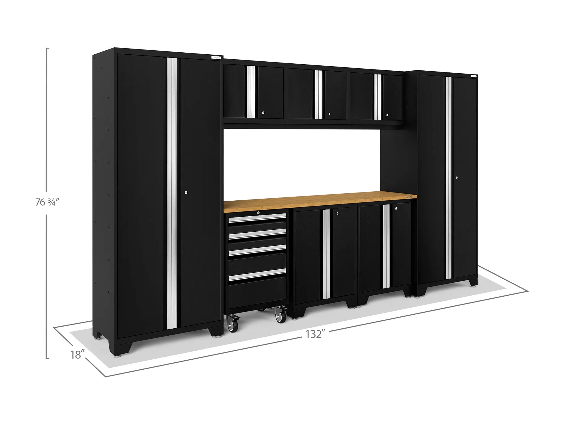 Bold 132-In W X 76.75-In H X 18-In D 8 -Cabinets Steel Black Garage Storage System