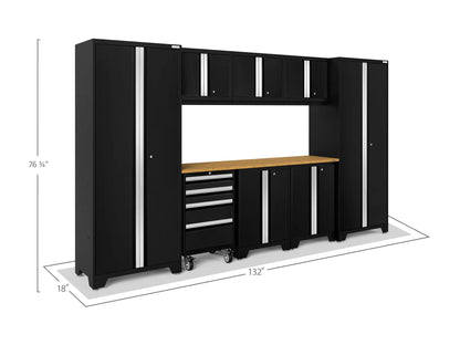 Bold 132-In W X 76.75-In H X 18-In D 8 -Cabinets Steel Black Garage Storage System