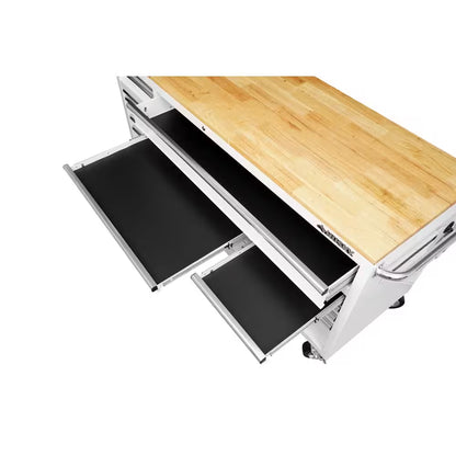 Tool Storage 72 In. W Standard Duty Gloss White Mobile Workbench Tool Chest