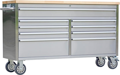 61 Inch Large Tool Chest with Lock, 9 Drawers,4 Wheels(2 Can Be Braked)