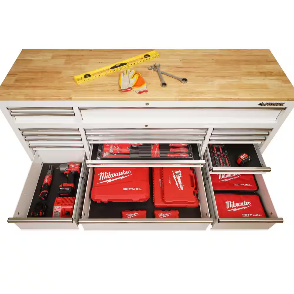 Tool Storage 72 In. W Standard Duty Gloss White Mobile Workbench Tool Chest
