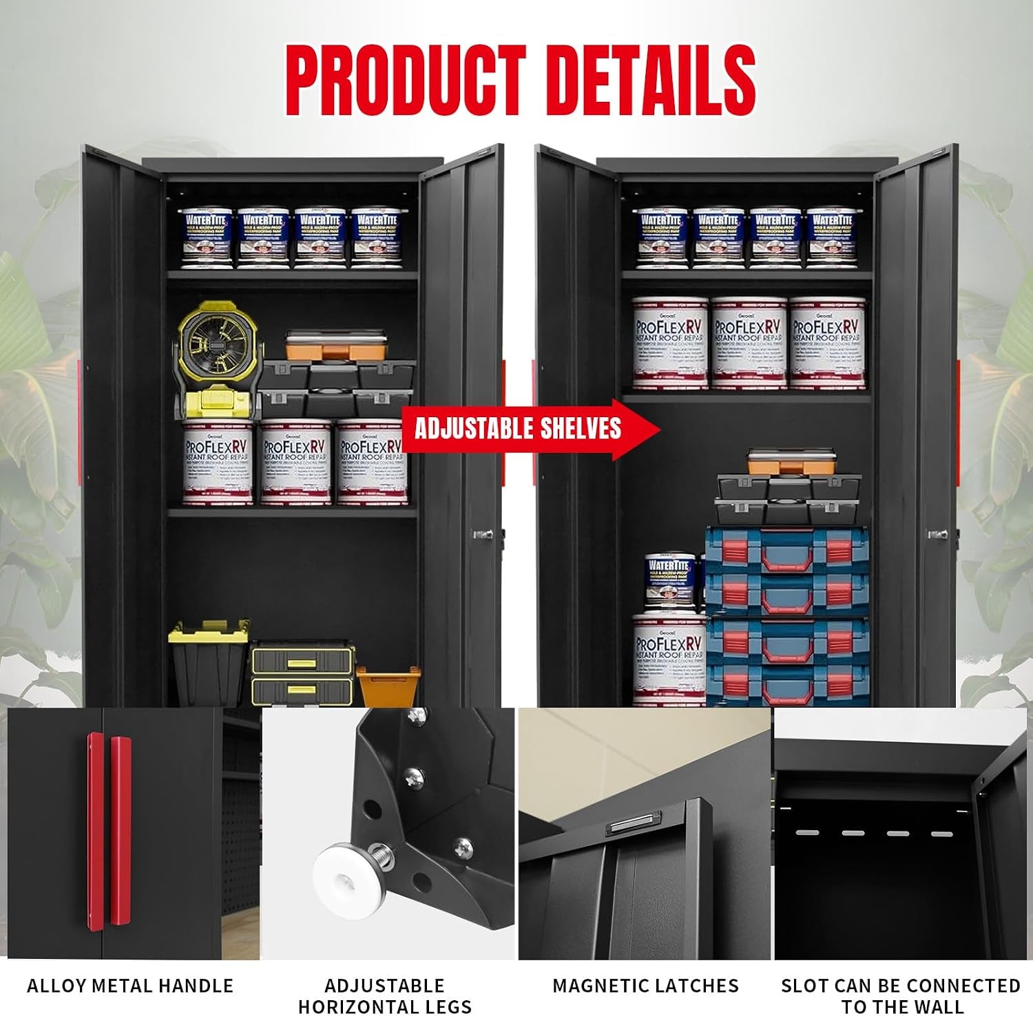 Garage Storage Cabinets System, 8-Pcs Workshop Cabinet Set in Black
