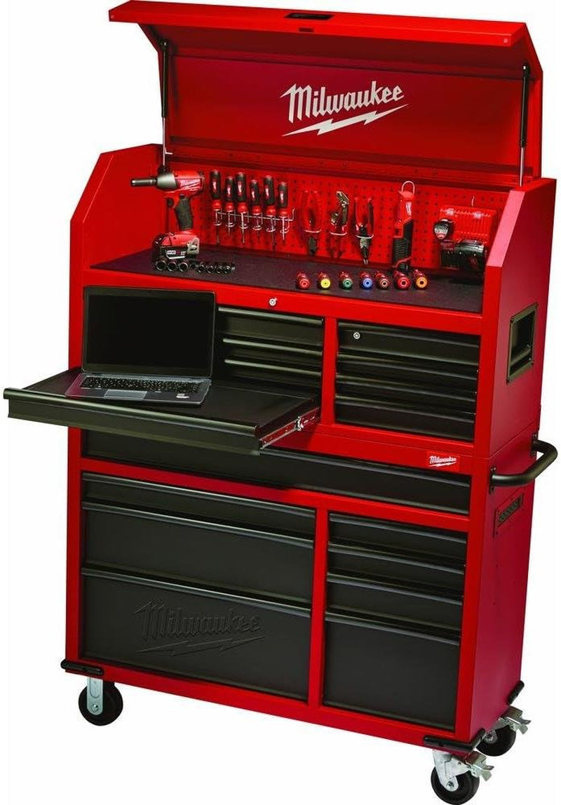 Heavy-Duty, Drawer 16 Tool Chest 46 In. and Rolling Cabinet Set, Red and Black, Personal Valuables Storage Drawer with Separate Lock in the Tool Chest