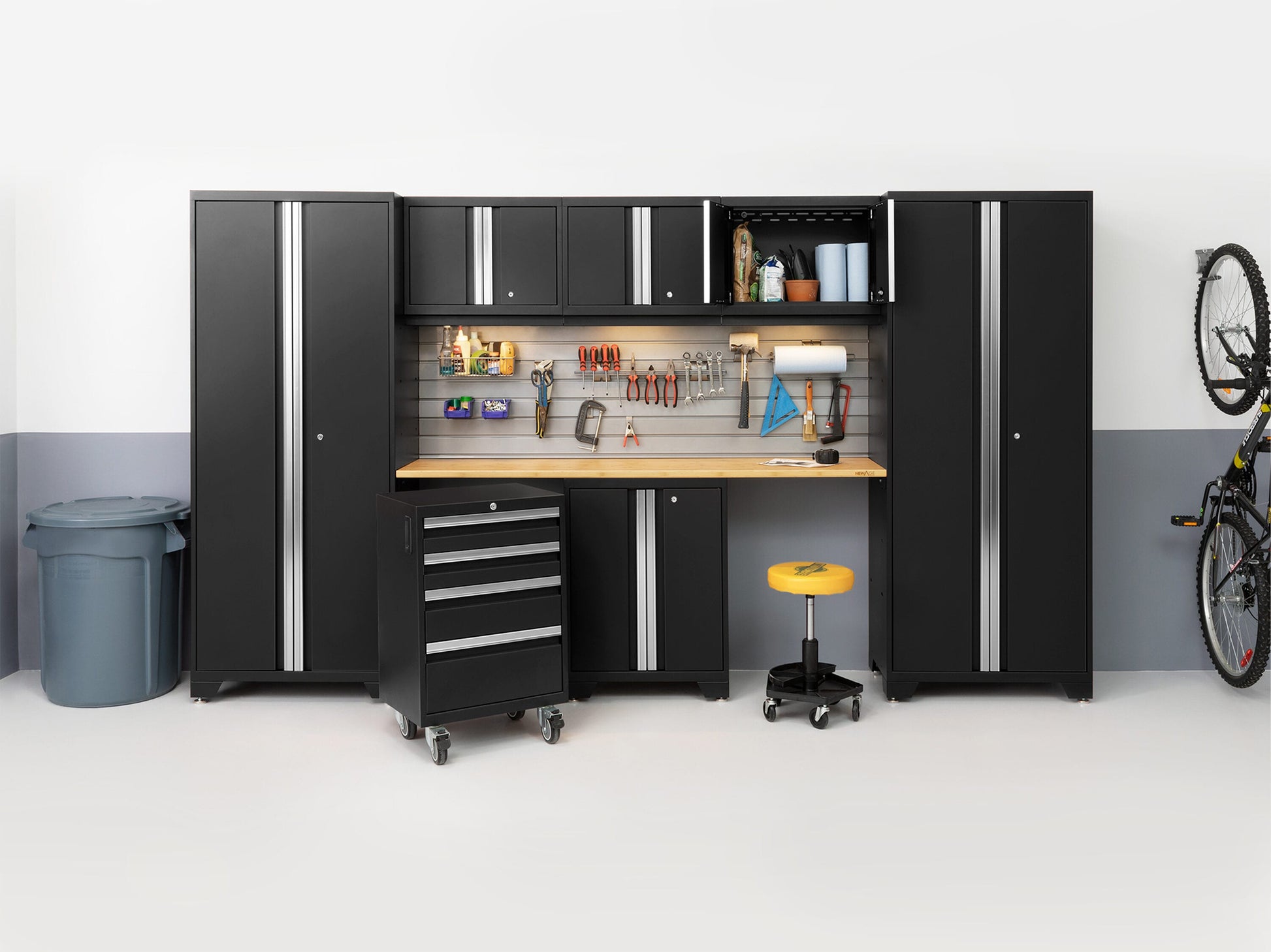 Bold 132-In W X 76.75-In H X 18-In D 8 -Cabinets Steel Black Garage Storage System