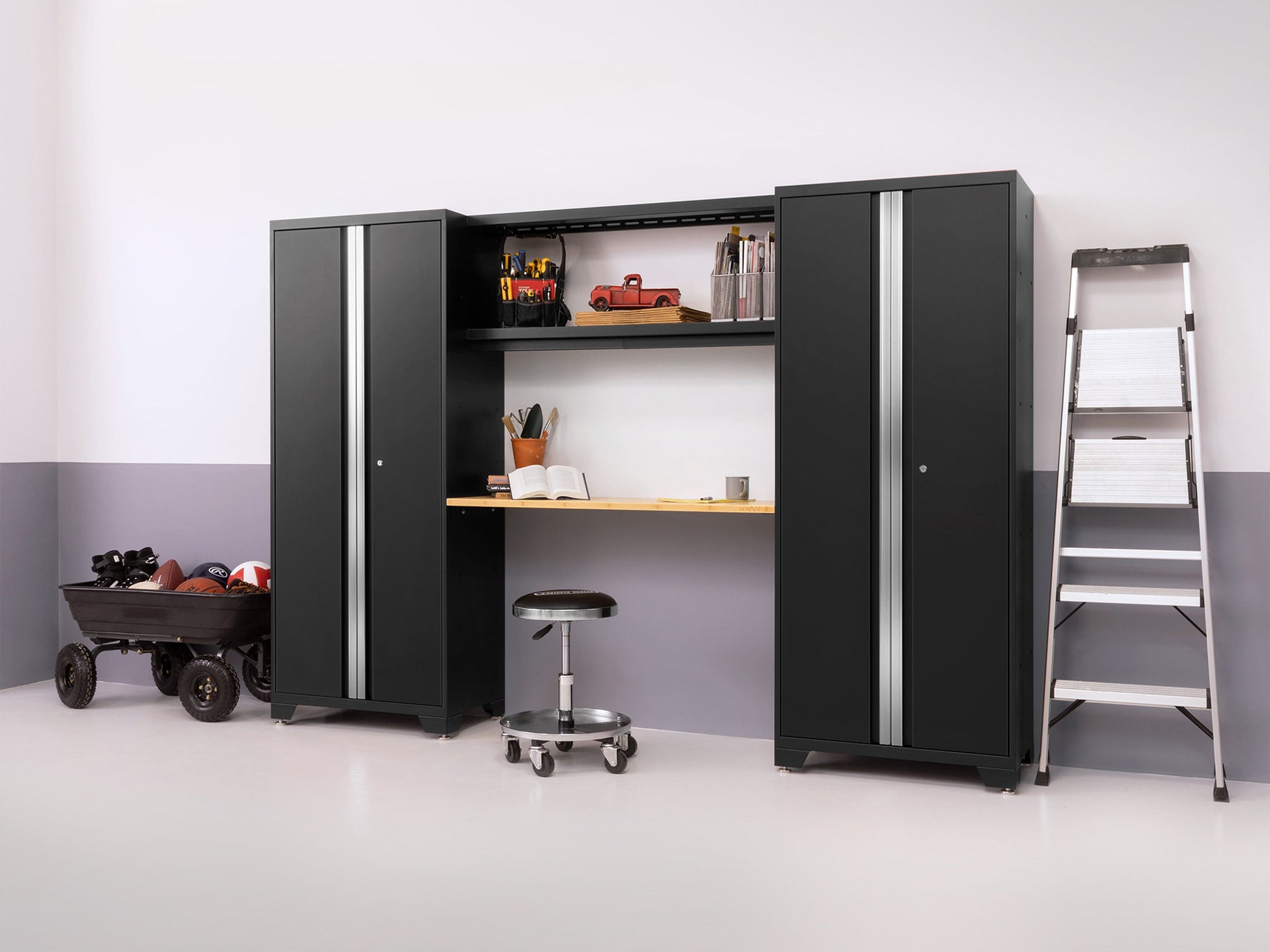 Bold 132-In W X 76.75-In H X 18-In D 8 -Cabinets Steel Black Garage Storage System