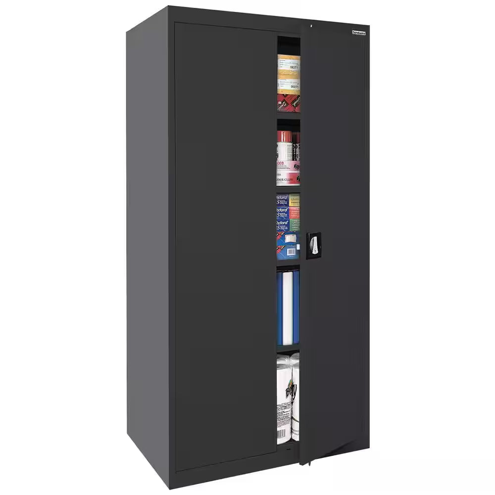 Elite Series 36 In. W X 72 In. H X 24 In. D 22-Gauge 5-Shelf Steel Freestanding Garage Storage Cabinet in Black
