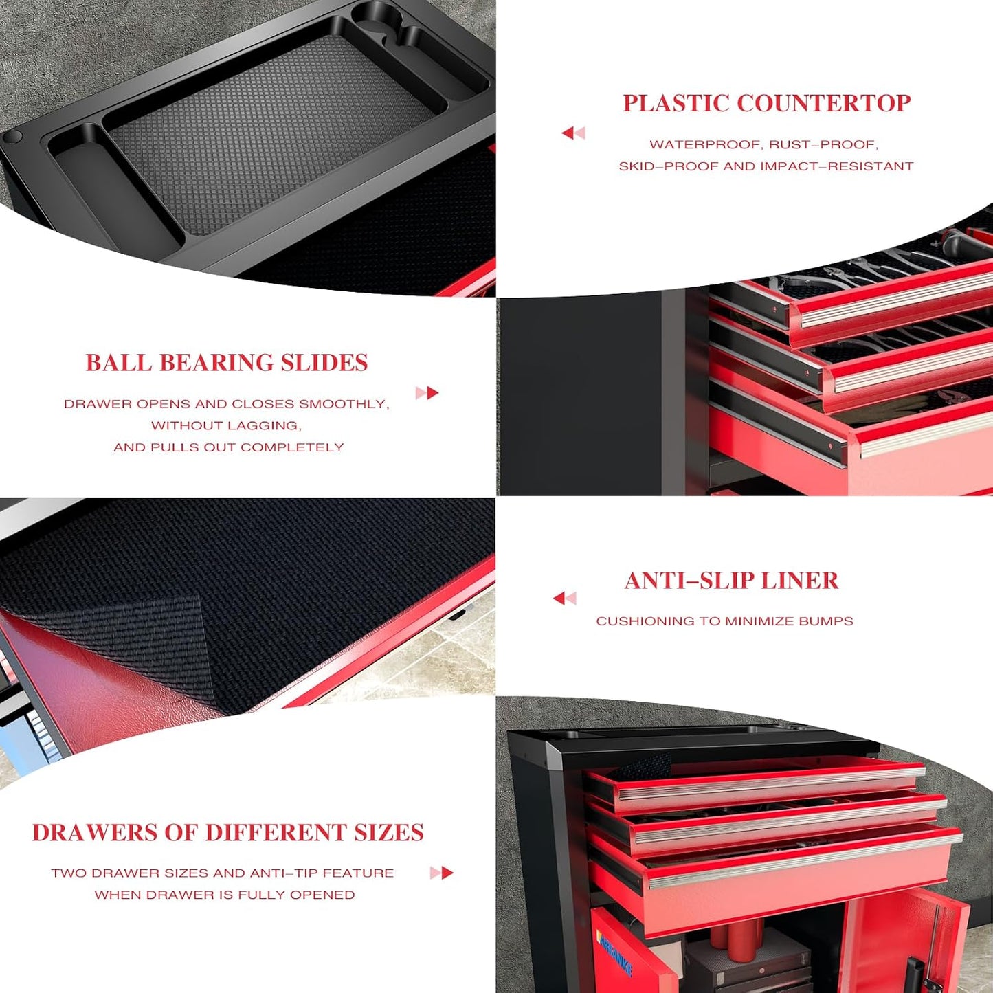 Rolling Tool Chest with 3 Drawers&2 Doors,Tool Chest with Wheels