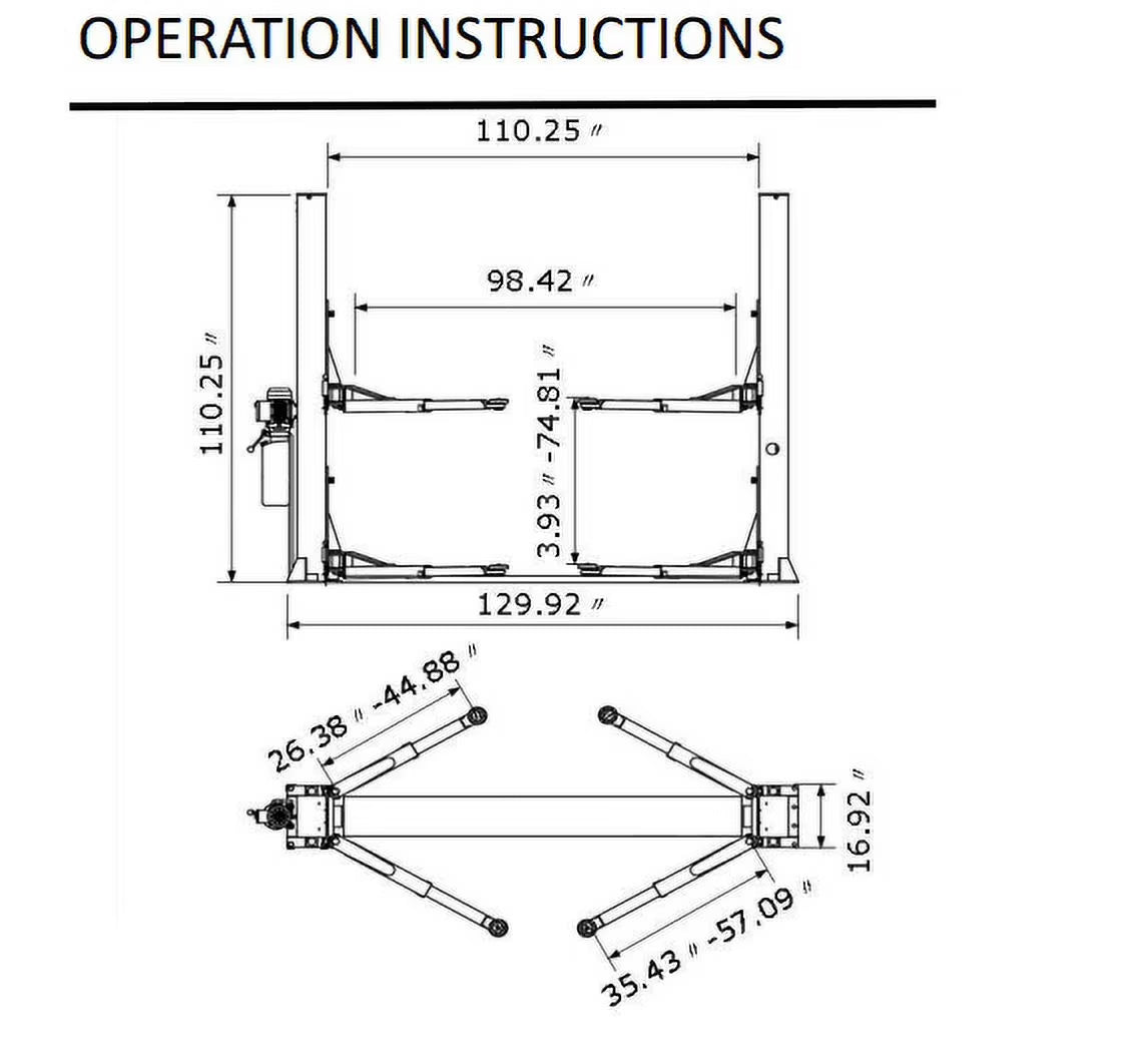 AGROTK 10000 Lb Capacity, Two Post Hydraulic Auto Car Lift, 220V | AGT-B1000