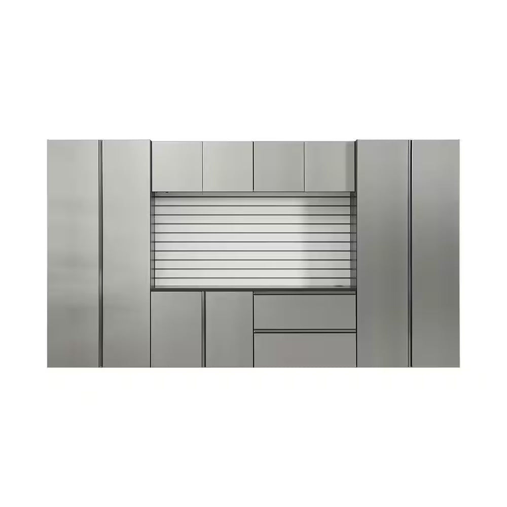 128 In. W X 72 In. H X 20 In. D Nova Series Wood Wall Mounted Garage Storage System in Metallic Grey