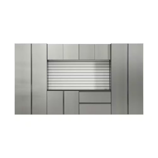 128 In. W X 72 In. H X 20 In. D Nova Series Wood Wall Mounted Garage Storage System in Metallic Grey
