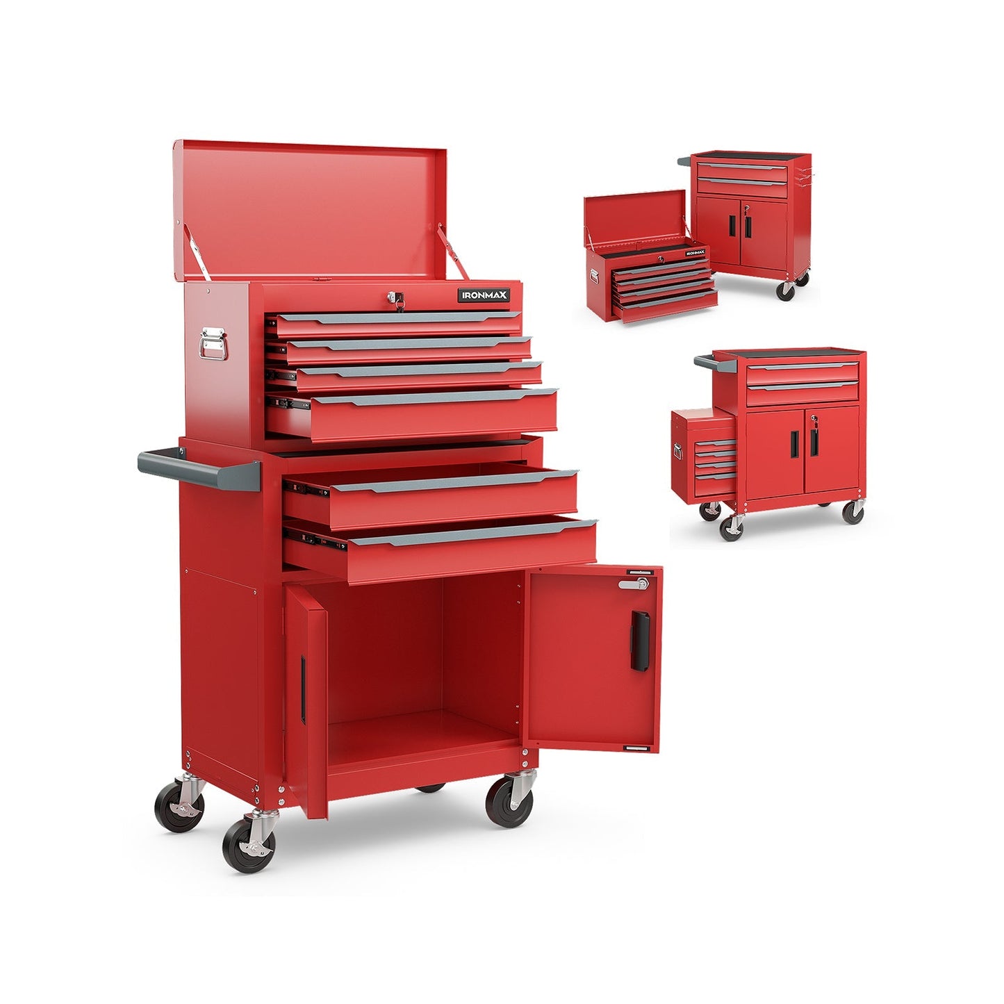 6-Drawer Rolling Tool Storage Chest Cabinet with Universal Wheels and Hooks
