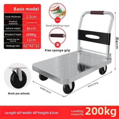 Heavy Duty Foldable Garden Cart Utility Wagon All Terrain Wheels Steel Dump Bed Hauling Mulch Firewood Plants Tools Carrito