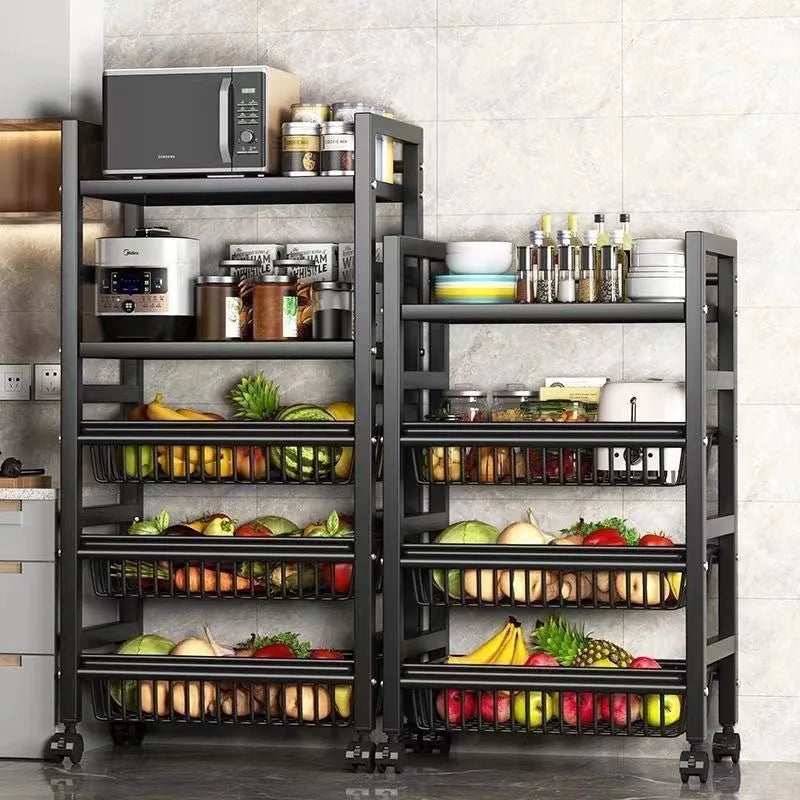 Multi-purpose mobile storage rack detachable mesh basket kitchen storage rack balcony living room shelf