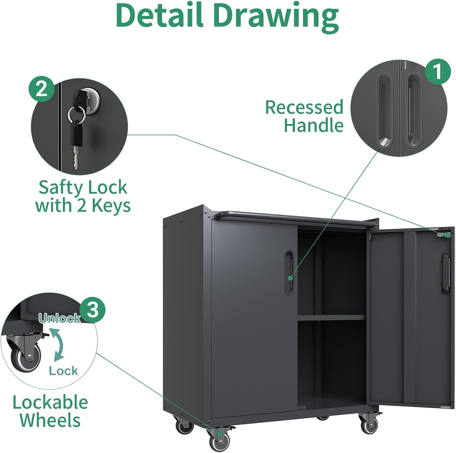 10-Piece Heavy Duty Steel Garage Cabinet System | All-In-One Modular Garage Cabinet Set for Ultimate Workshop Organization | Easy Assembly Garage Storage Cabinets & Tool Bench (Black)