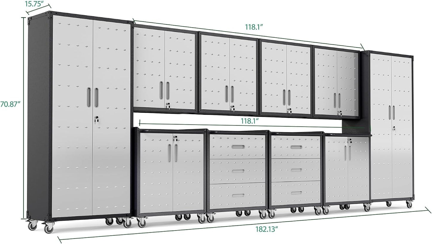 10-Piece Heavy Duty Steel Garage Cabinet System