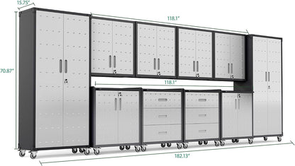 10-Piece Heavy Duty Steel Garage Cabinet System