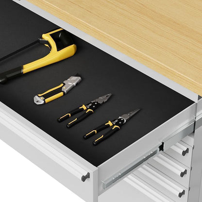Heavy Duty 61" Tool Chest Cabinet, Mobile Garage Workbench with 24Drawers and Power Strip, Rubber Wood Worktop, 1675 LBS Load, Rolling Tool Storage Organizer for Mechanic, Shop or Home Use