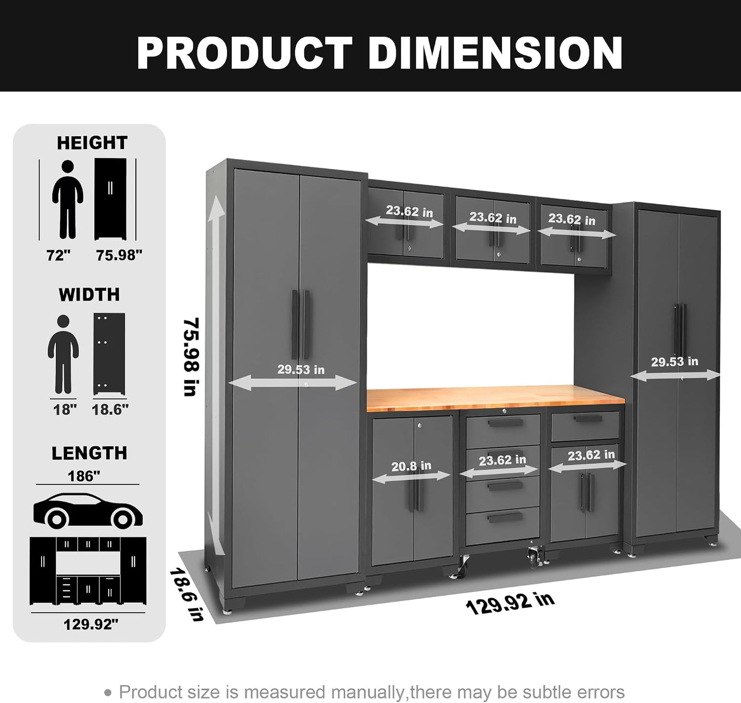 Garage Storage Cabinets System, 9 Piece Workshop Cabinet Set in Black