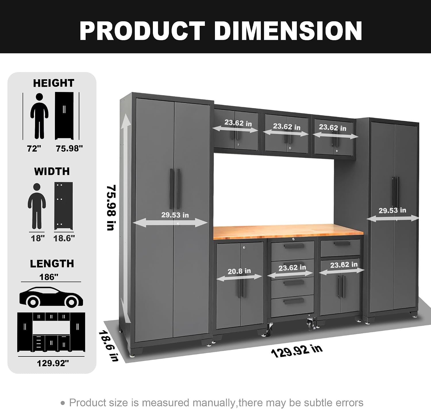 Garage Storage Cabinets System, 9 Piece Workshop Cabinet Set in Black
