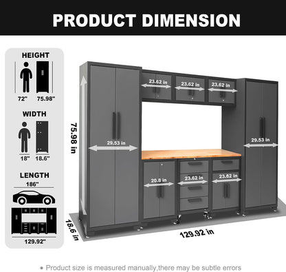 Garage Storage Cabinets System, 9 Piece Workshop Cabinet Set in Black