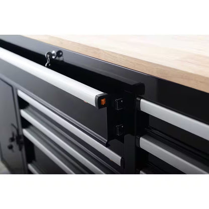 Heavy-Duty 62 In. W X 22 In. D 10-Drawer Black Tool Chest Mobile Workbench Cabinet with Pegboard Back Wall