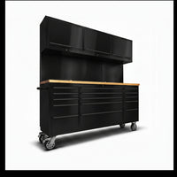 72'' Rolling Tool Chest with 15 Drawers + 3 Upper Cabinets, Large Tool Box, Matte Black Mobile Workbench, Lockable Storage Cabinet with Wheels for Garage Workshop (1 × HTC7218PC)