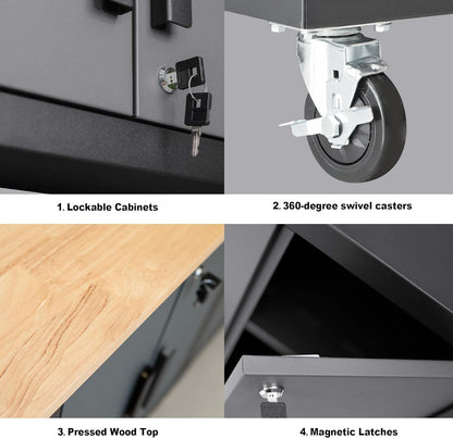 Garage Storage Cabinets System, 9 Piece Workshop Cabinet Set in Black