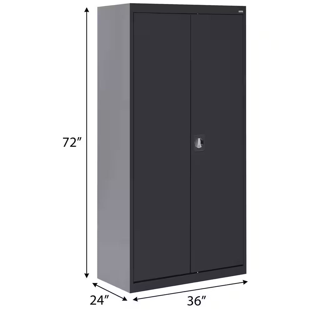 Elite Series 36 In. W X 72 In. H X 24 In. D 22-Gauge 5-Shelf Steel Freestanding Garage Storage Cabinet in Black