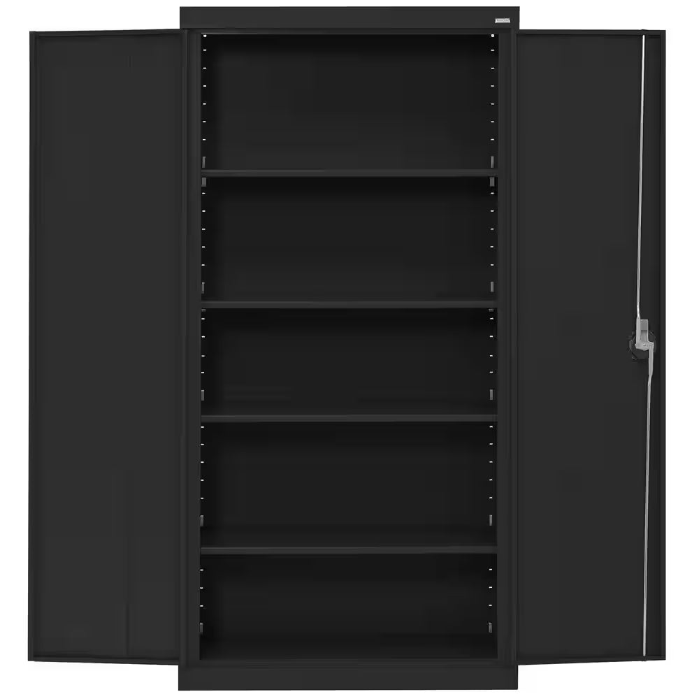 Elite Series 36 In. W X 72 In. H X 24 In. D 22-Gauge 5-Shelf Steel Freestanding Garage Storage Cabinet in Black