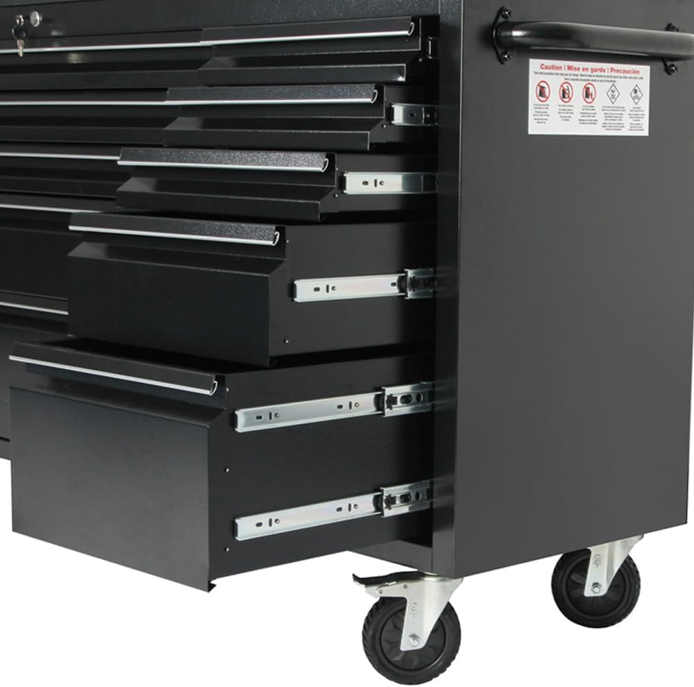 72 Inch Tool Chest with 15 Drawers for Garage, Workbench and Repair Store, Tool Cabinet -Black (72 Inch Tool Chest- Black)